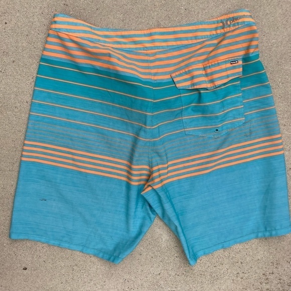 Men's Hurley Turquoise Phantom Board Shorts 38  Poly Logo Surf Beach Sun STAINED - Picture 10 of 15
